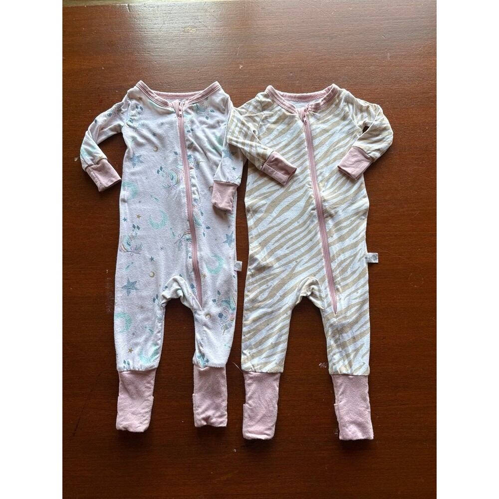 SLEEP ON IT Baby girl pajamas zip one-piece footie pajamas set of 2 Zebra